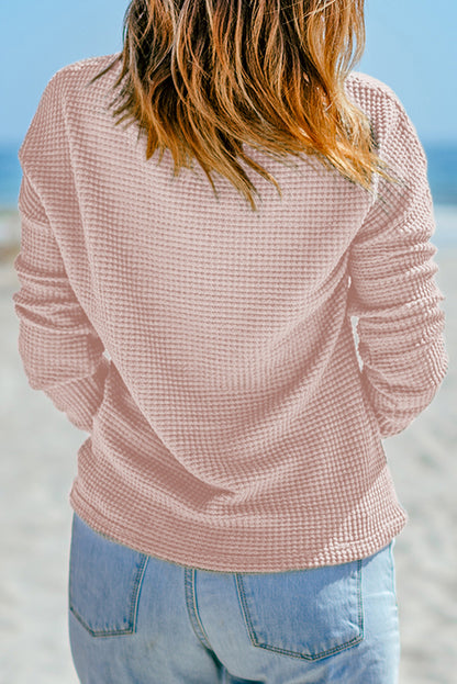 Waffle Knit Long Sleeve Top