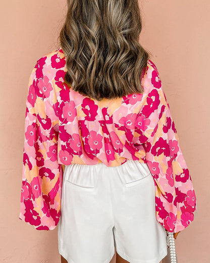 Floral Long Puff Sleeve Shirt