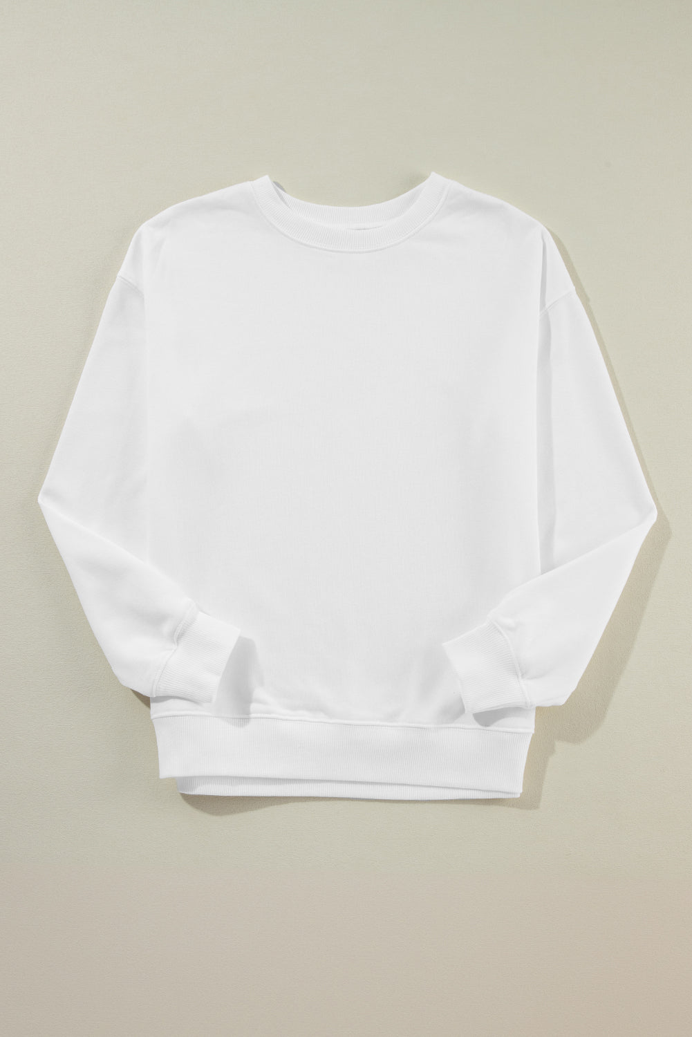 Solid Drop Shoulder Crewneck Pullover Sweatshirt