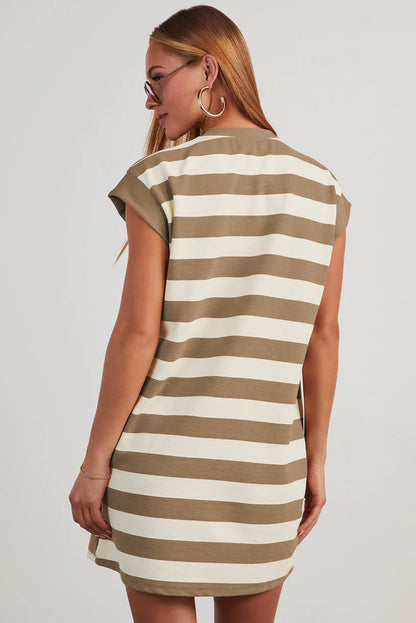 Stripe Cap Sleeve T-Shirt Dress