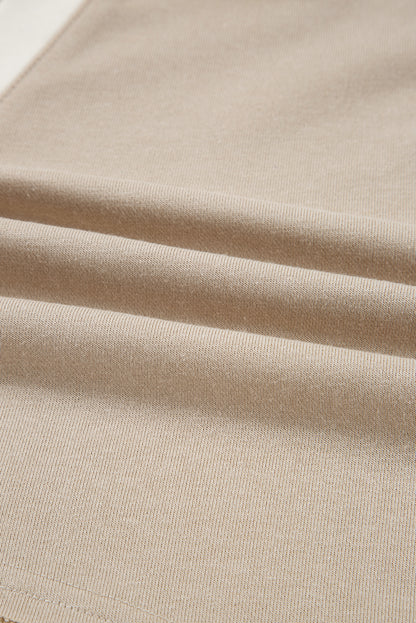 Colorblock Raw Edge Pullover and Drawstring Skirt Set