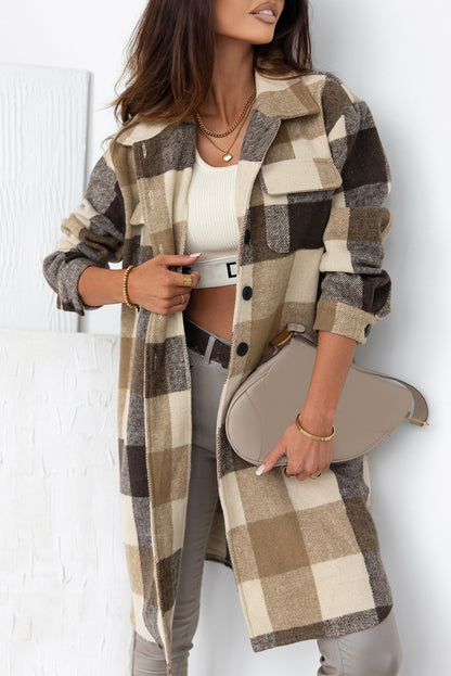 Plaid Flap Pocket Long Shacket