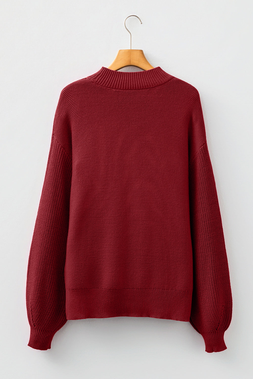 Solid Front Seam Drop Shoulder Sweater