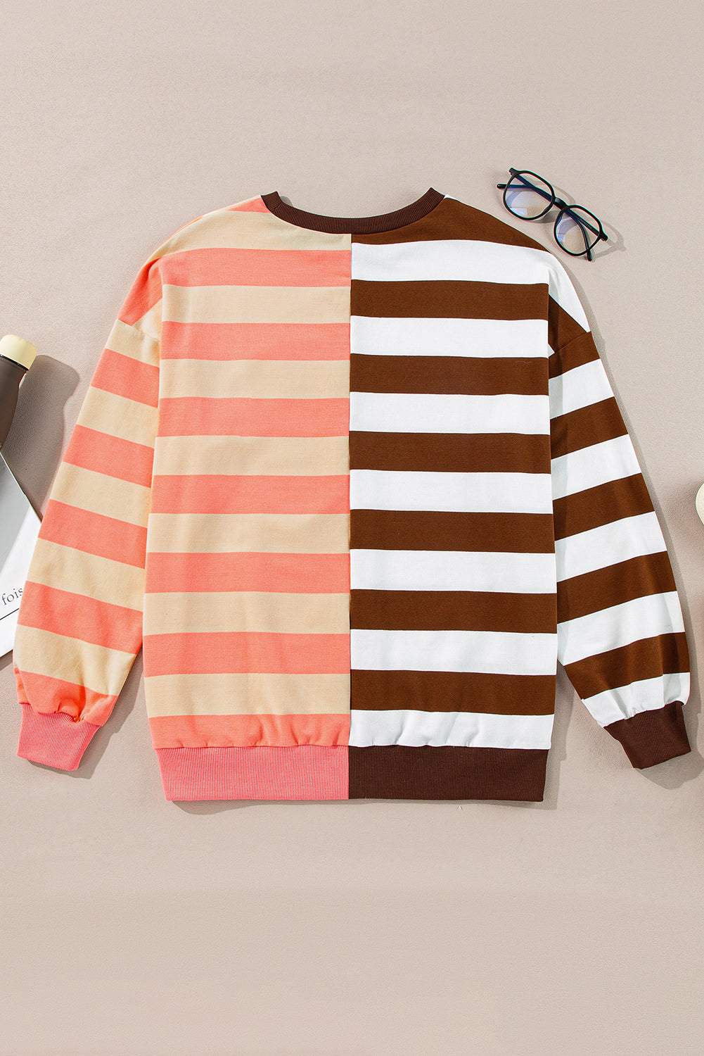 Stripe Colorblock Pullover Sweatshirt