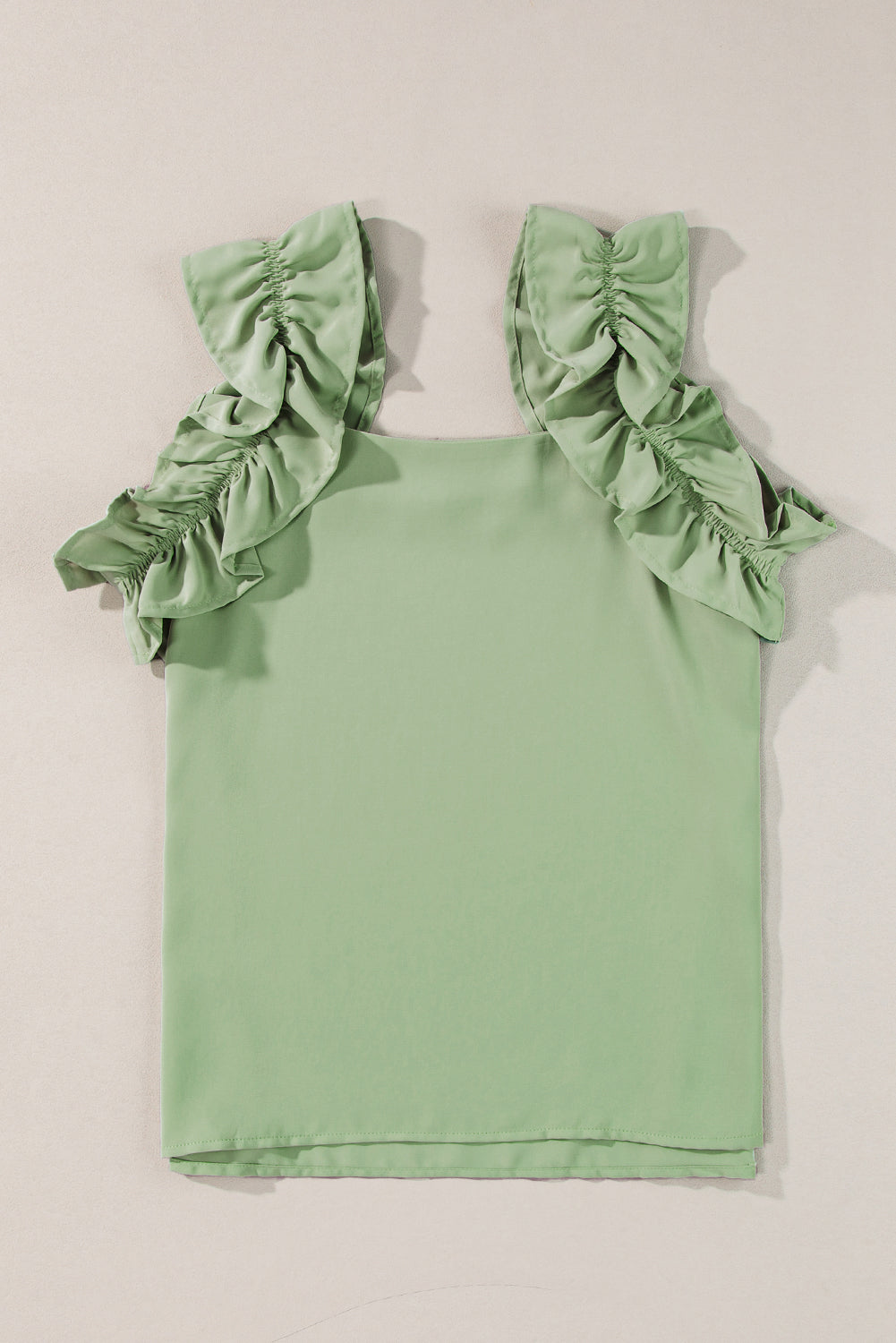 Solid Ruffle Trim Sleeveless Top