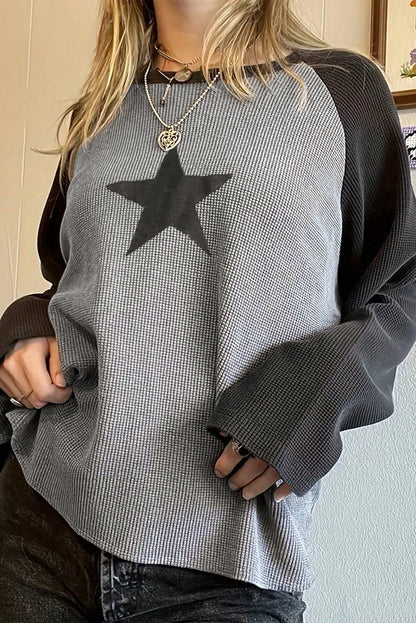 Star Colorblock Raglan Sleeve Top