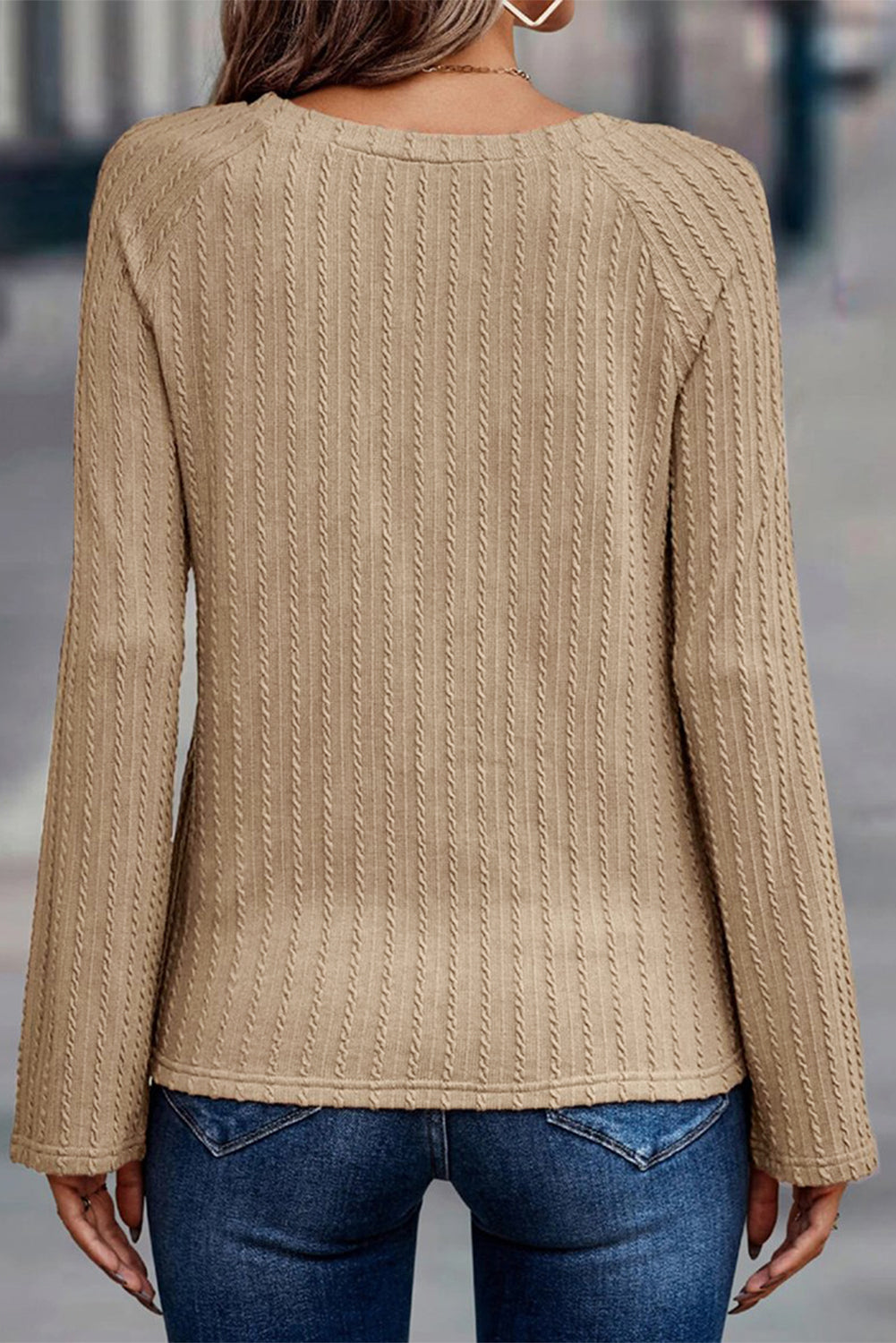 Ribbed Knit Long Sleeve Top