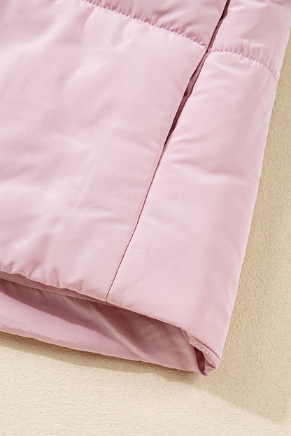 Solid Flutter Sleeve Snap Button Puffer Vest