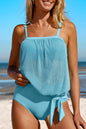 Stripe Mesh Tankini Swimsuit