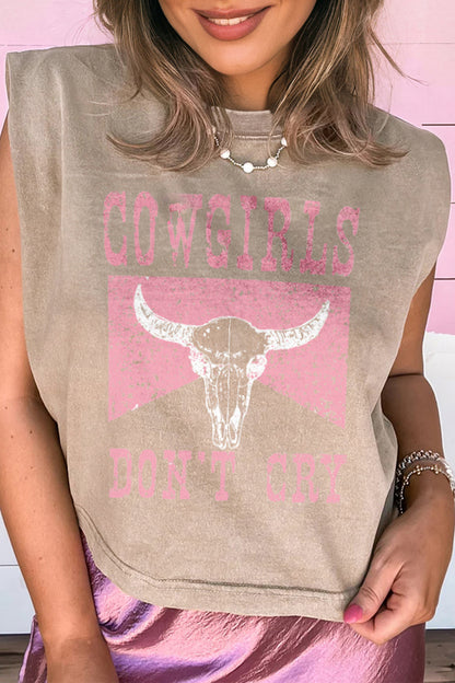 Western Cowgirls Don't Cry Graphic Tank Top