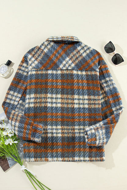 Plaid Collared Button Front Shacket