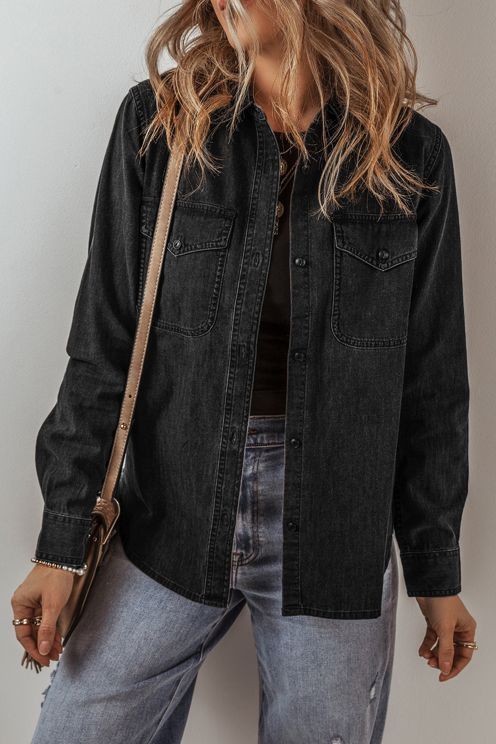 Denim Flap Pocket Buttoned Jacket