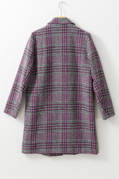 Plaid Lapel Collar Midi Coat