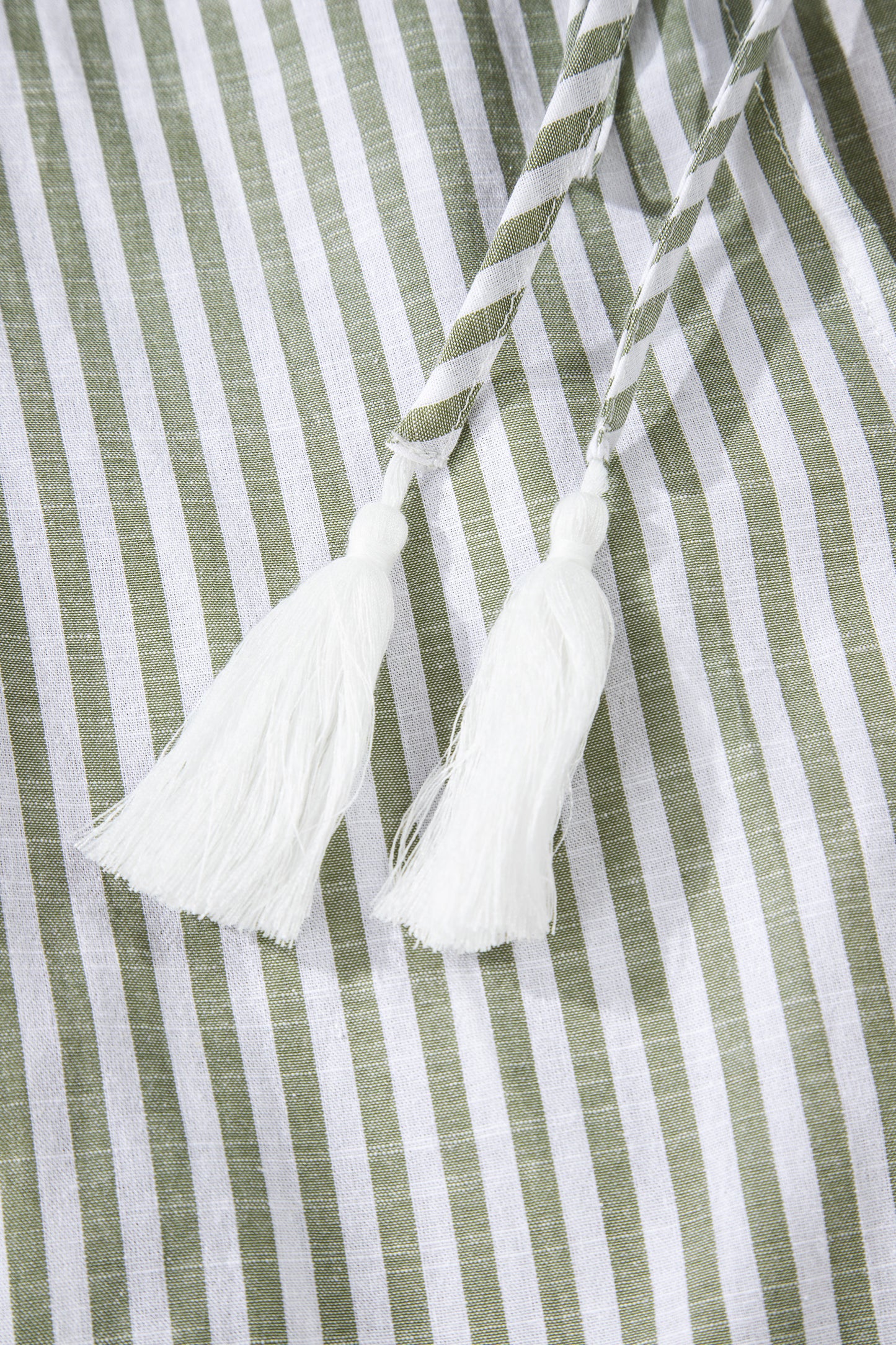 Stripe Tassel Tie-Neck Ruffle Tiered Dress