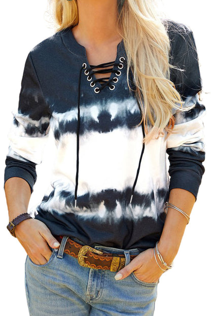 Tie-Dye Western Lace Up Top