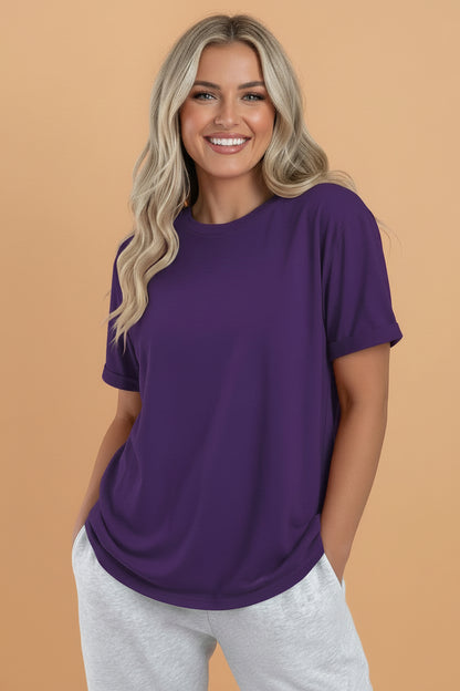 Solid Short Sleeve Crew Neck Tee