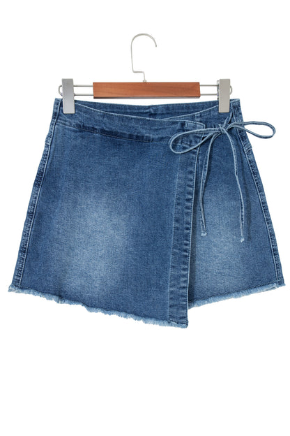 Denim Wrapped Tie Waist Skort