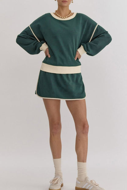 Colorblock Pullover and Skort Set