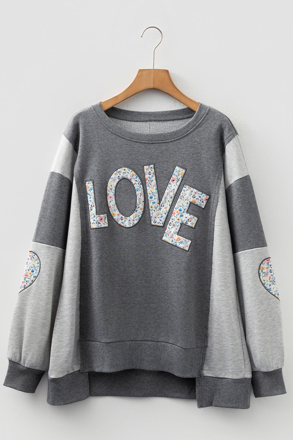 Valentine LOVE Floral Patchwork Reverse Seam Sweatshirt