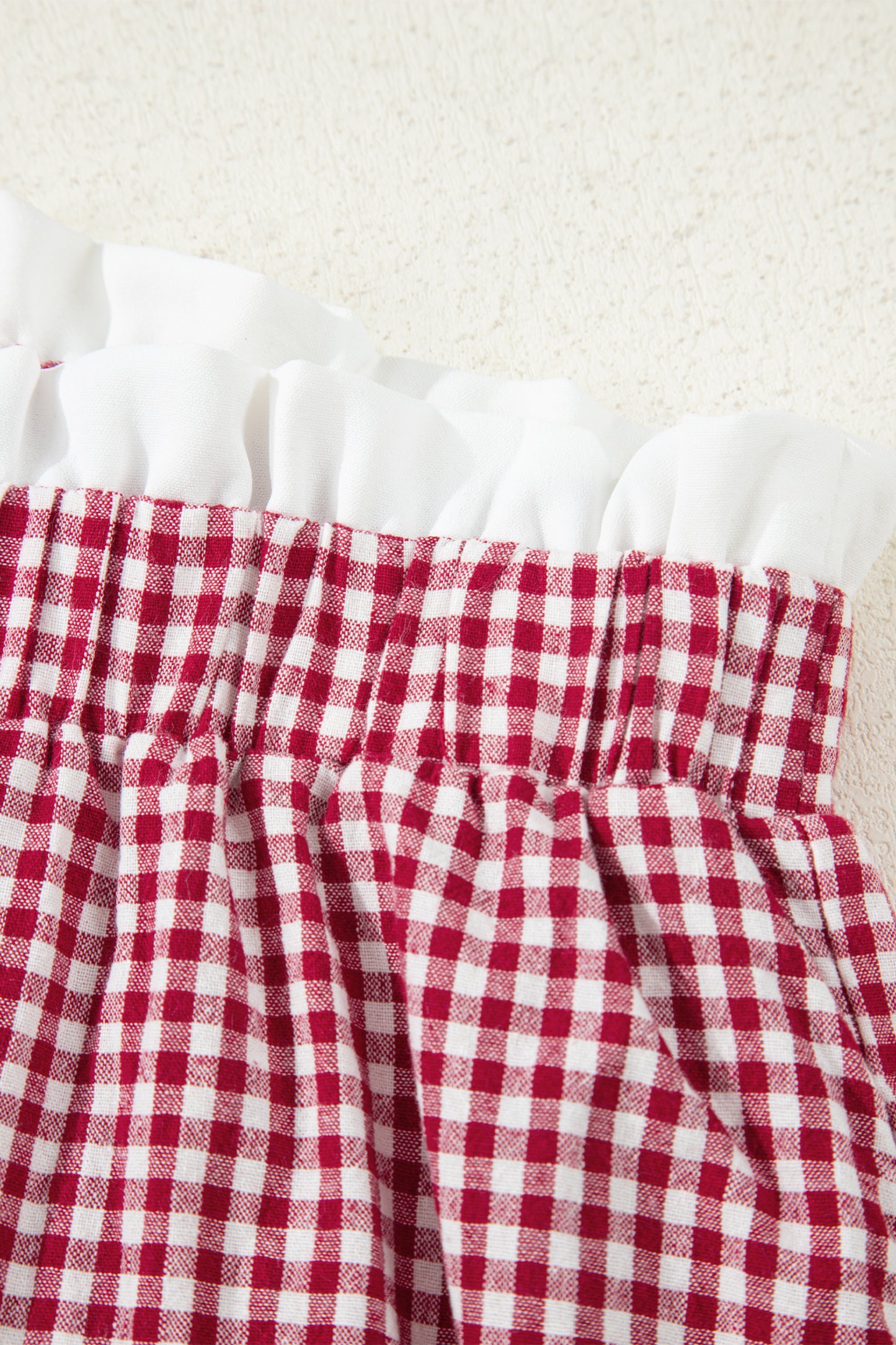 Plus Size Gingham Plaid Ruffle Contrast Trim Shorts