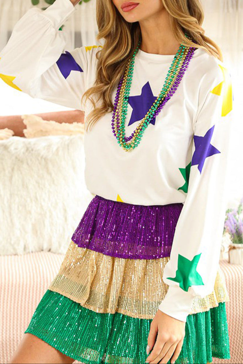 Mardi Gras Star Long Sleeve Top