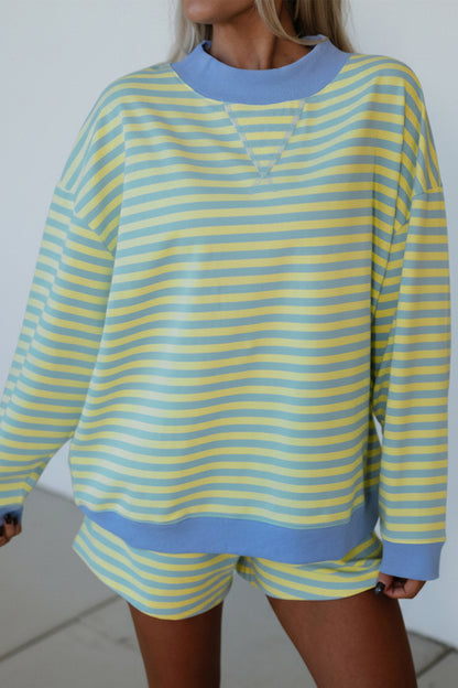 Stripe Colorblock Pullover & Pull-On Shorts Set