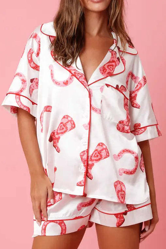 Western Shirt and Shorts Pajama Set