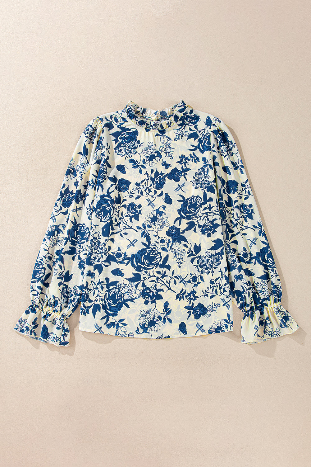 Floral Flounce Long Sleeve Blouse