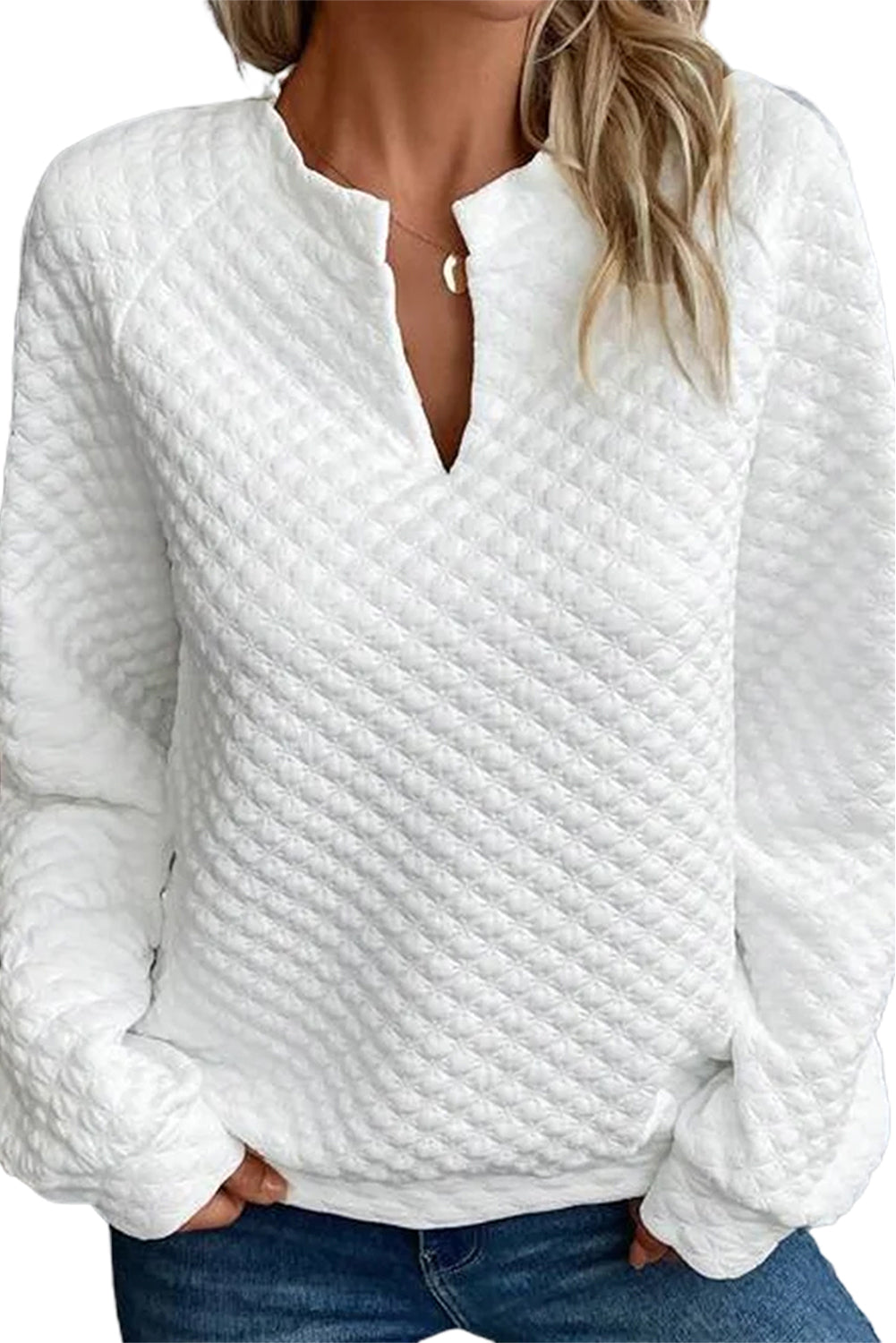 Quilted Raglan Long Sleeve Top