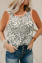 Leopard Waffle Trim Tank Top