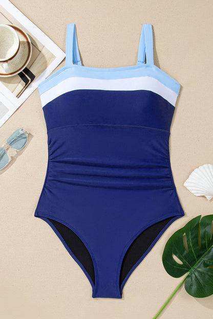 Colorblock Square Neckline One-Piece Swimsuit
