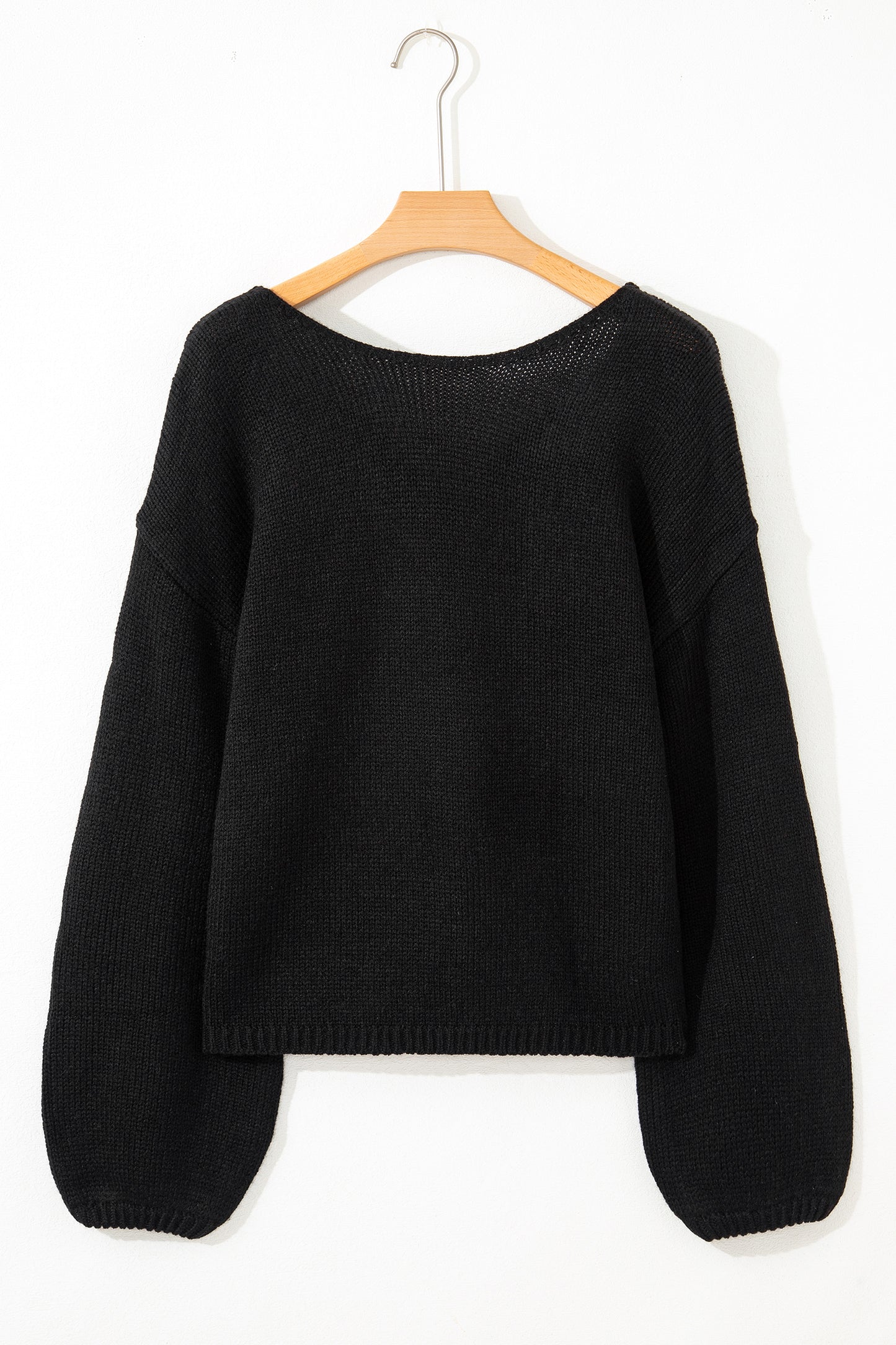 Bow Tie Backless Bubble Sleeve Sweater