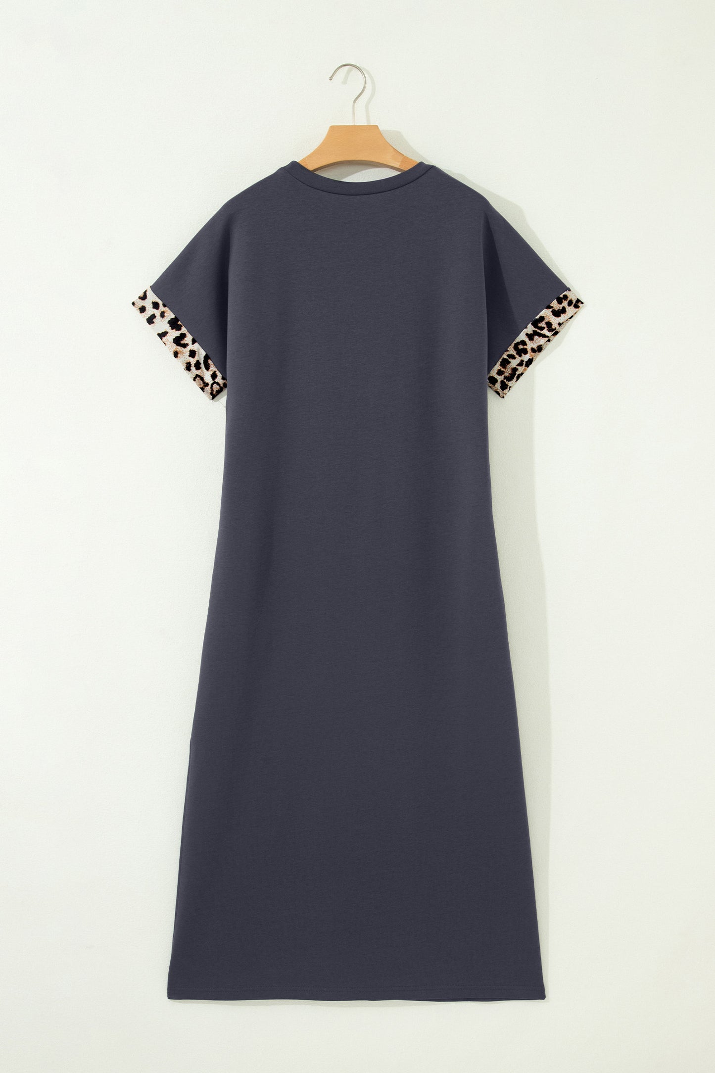 Leopard Bow Patched Short Sleeve T-Shirt Long Dress