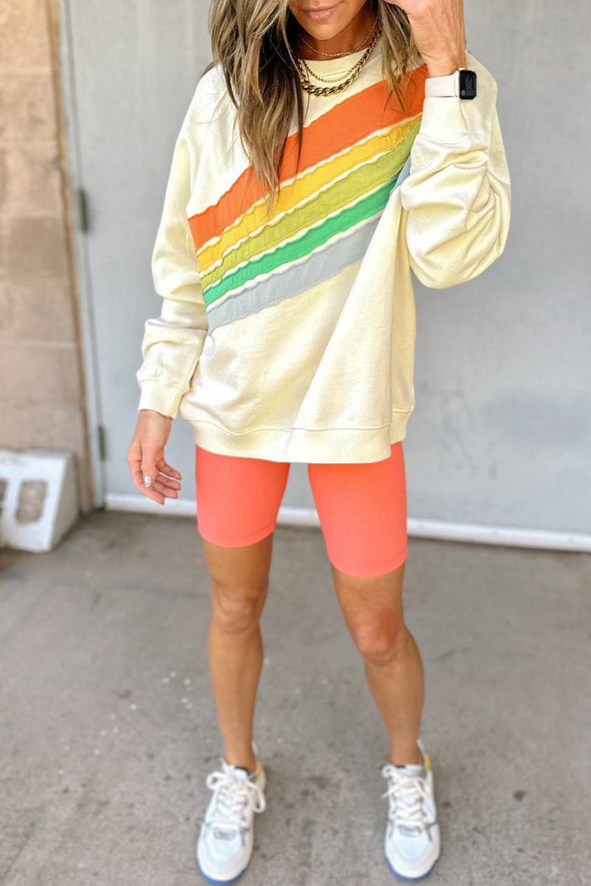 Colorblock Stripe Reverse Seam Sweatshirt