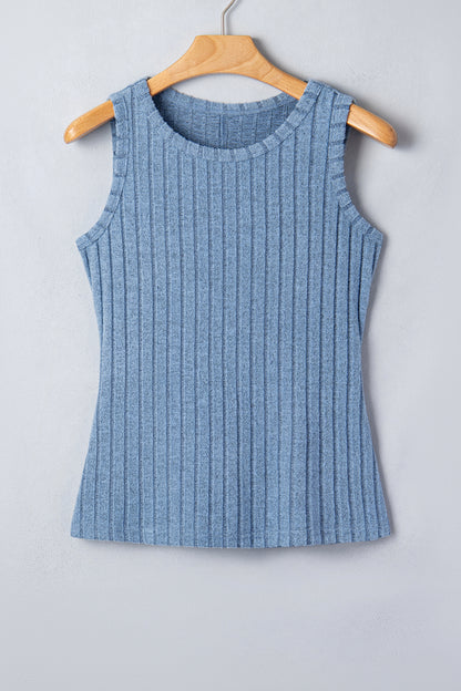 Solid Ribbed Knit Mineral Wash Tank Top