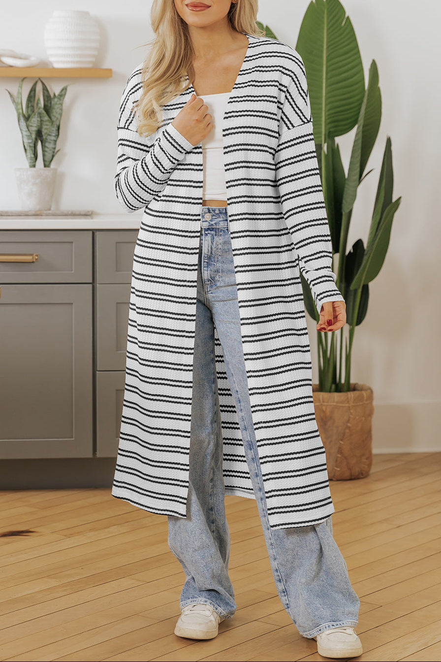 Stripe Open Front Duster Cardigan