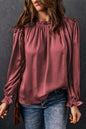 Satin Frilled Neck Ruffle Blouse