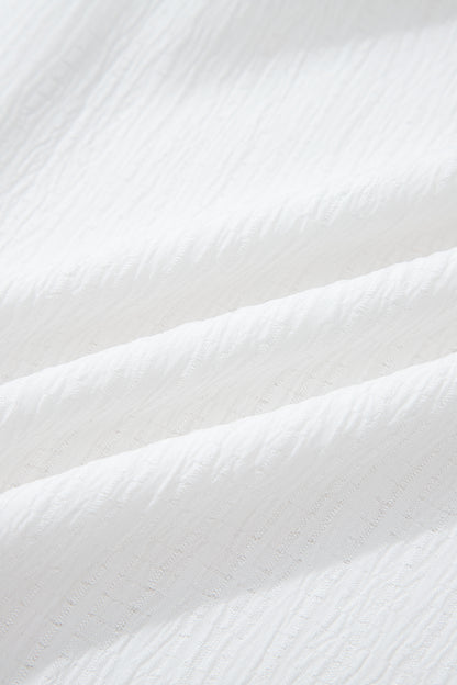 Solid Crinkled Lantern Sleeve Buttoned Shirt