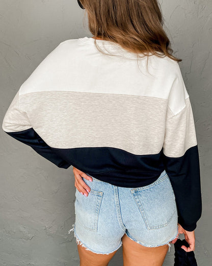 Colorblock Drop Shoulder Pullover Sweatshirt