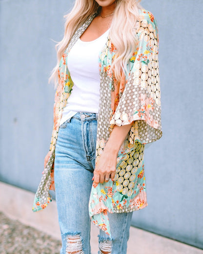 Floral Semi Sheer Kimono