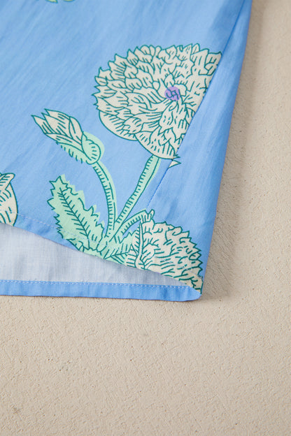 Plus Size Floral Stripe Contrast Short Sleeve Mini Dress