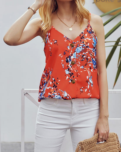 Floral Button Down Tank Top