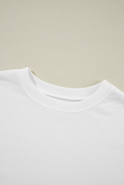 Solid Drop Shoulder Crewneck Pullover Sweatshirt