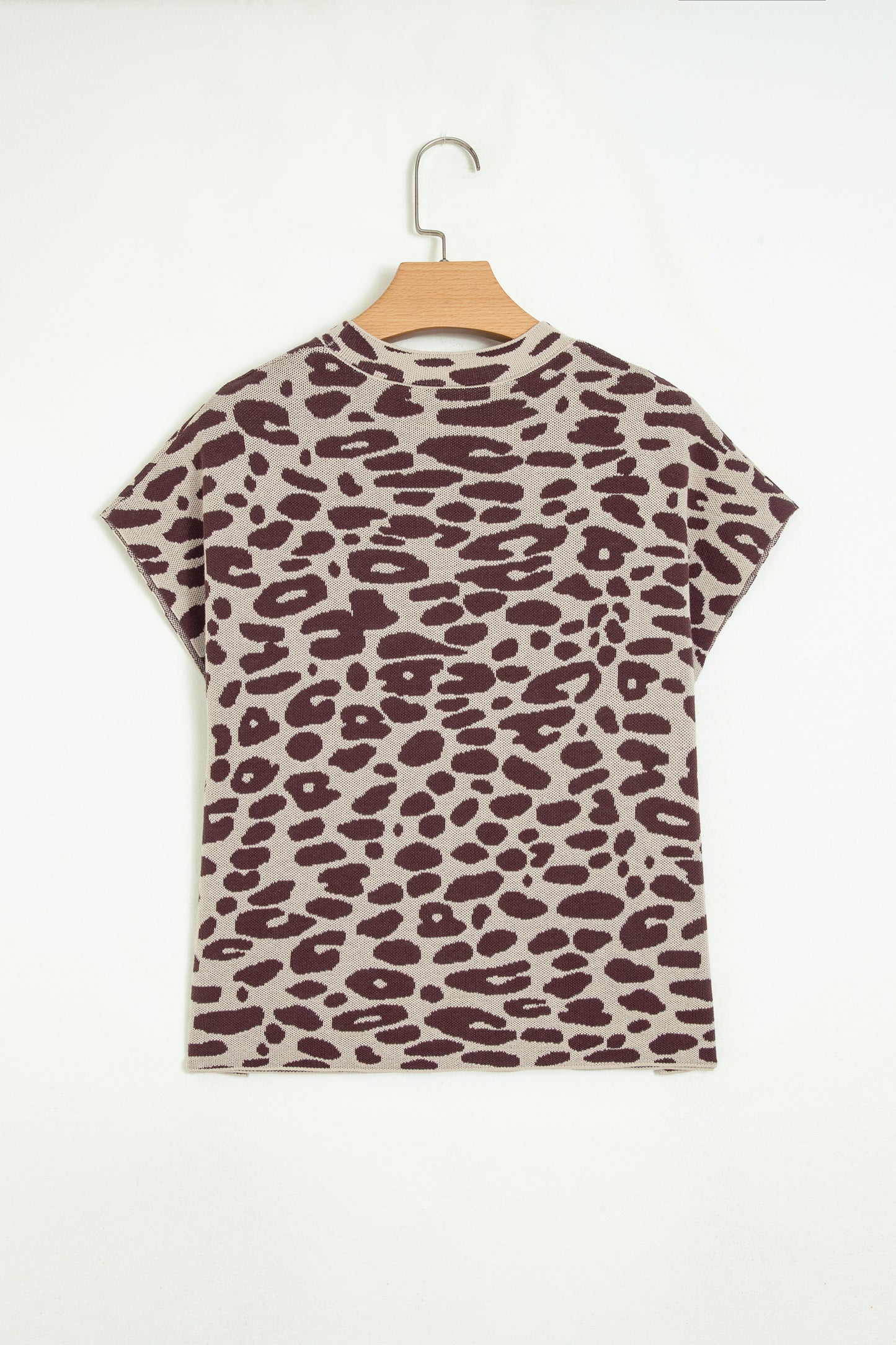 Leopard Short Sleeve Knit Loose Top