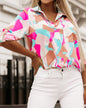 Geometric Tab Sleeve Buttoned Shirt