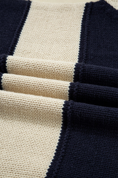 Plus Size Stripe Colorblock Drop Shoulder Sweater