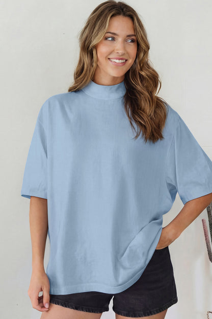 Solid High Neck Oversize Tee