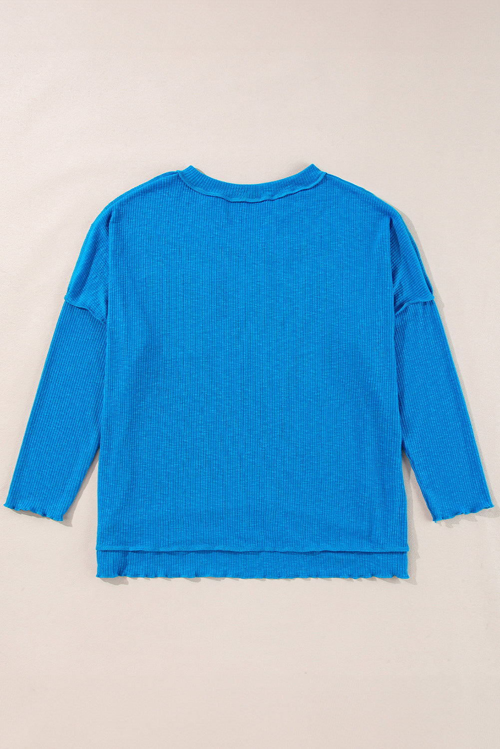 Ribbed Reverse Seam Long Sleeve Top