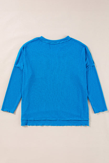 Ribbed Reverse Seam Long Sleeve Top