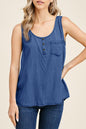 Denim Chest Pocket Tank Top